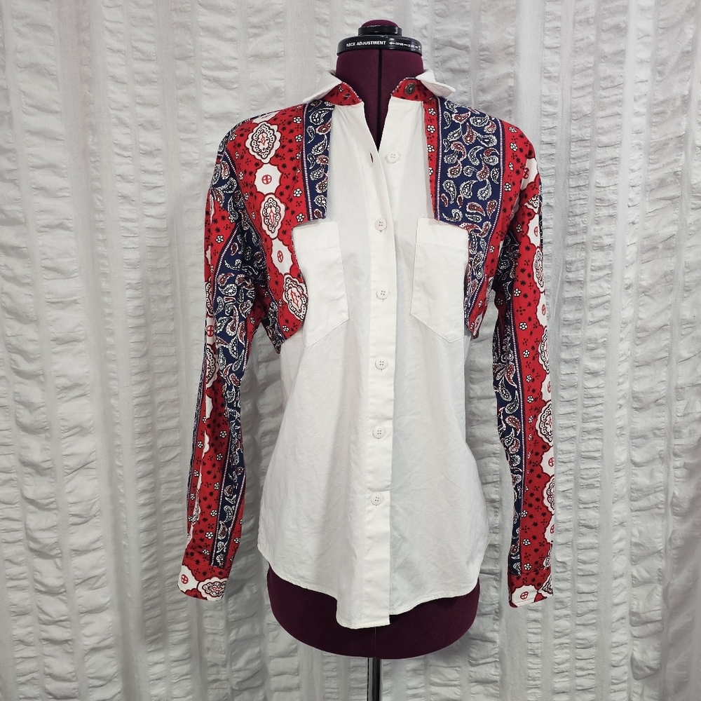 Vintage Rocky Mountain Western Cowgirl Rodeo Paisley Button Up Shirt 80s 90s Era